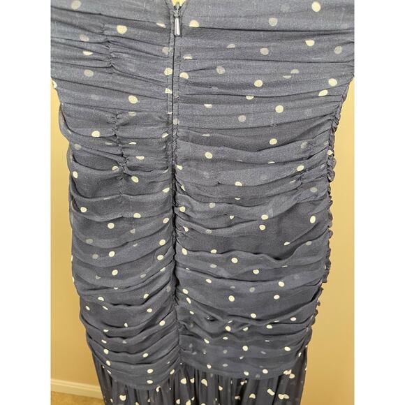 Retrofete Annalise Strapless Polkadot Ruched Navy Blue Maxi Dress Size XS - Picture 9 of 14